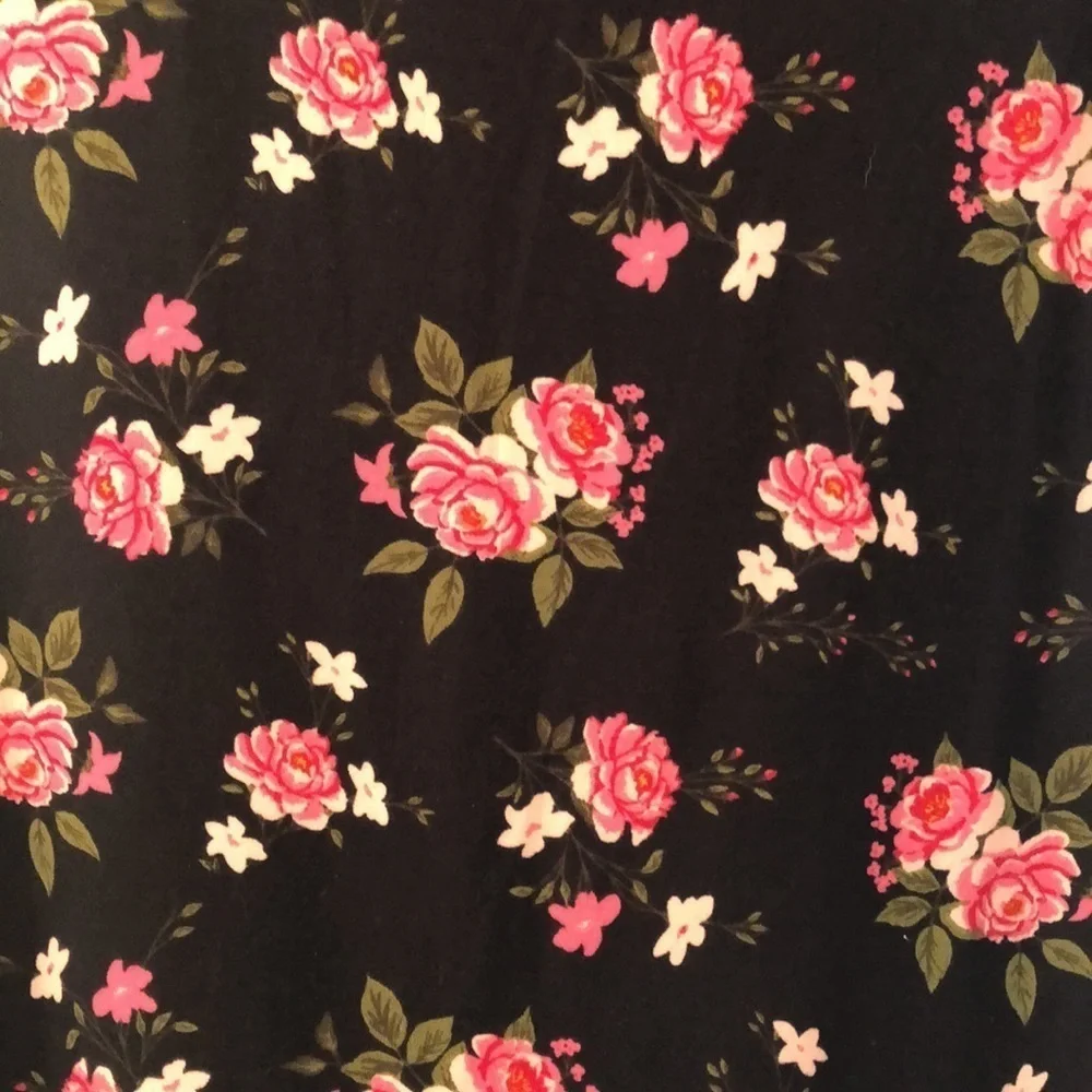 BTWEEN Girls Stretchy Dress Black Pink Rose Floral Keyhole Back Size L 10/12 NWT